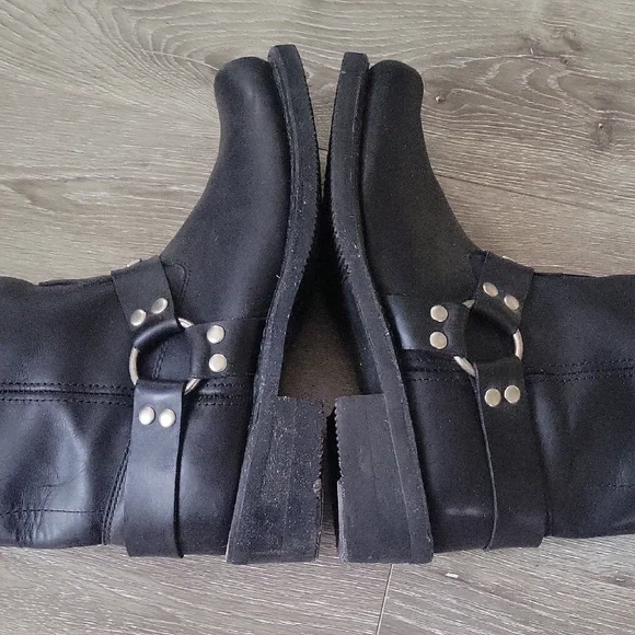 River Road Black Leather Motorcycle Riding Boots Size 11